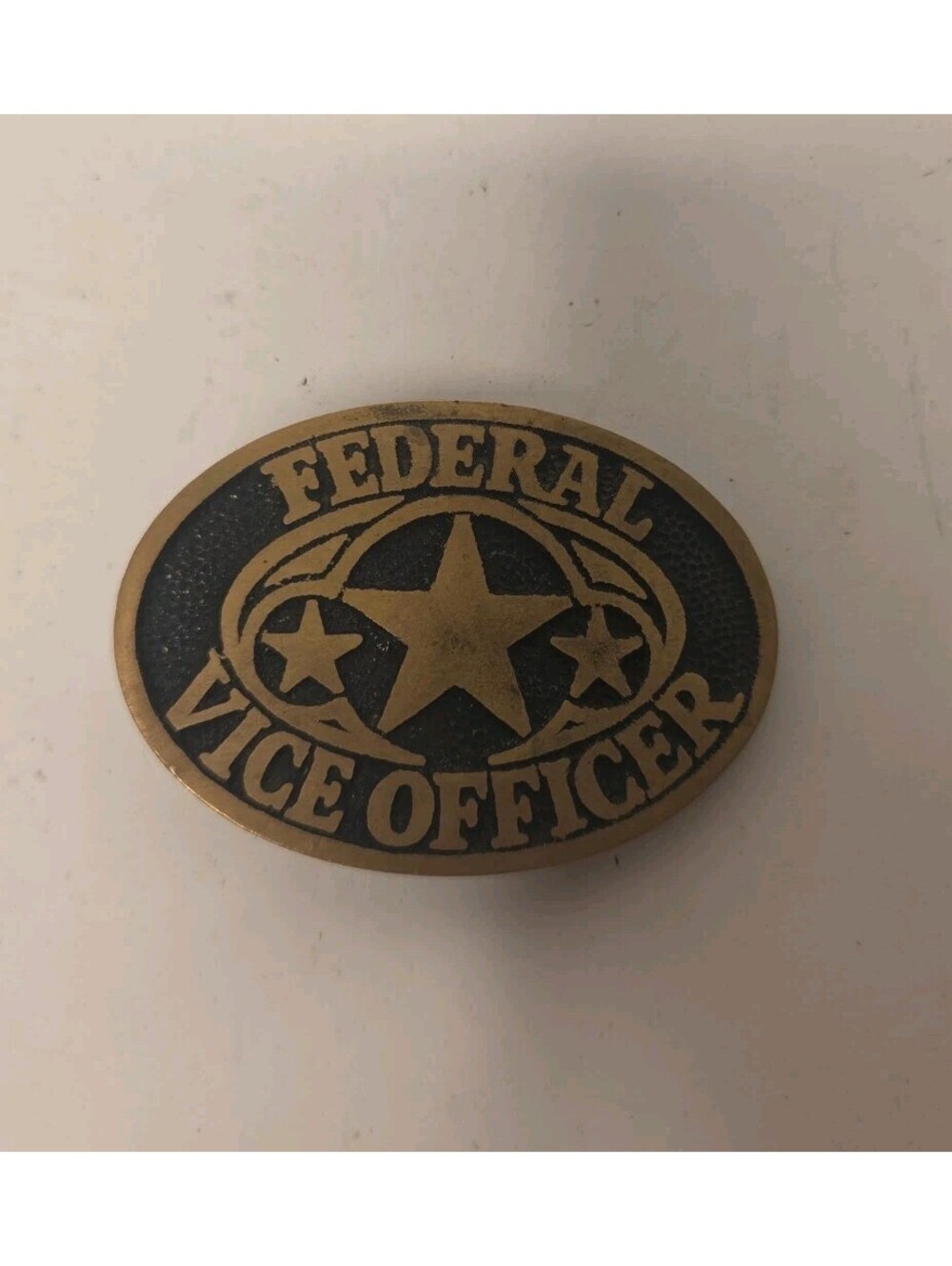 Federal Vice Officer BTS Brass Vintage Belt Buckle